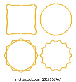 Set of gold frame isolated on white background. Vector illustration