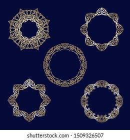 Set Gold frame for laser cutting. Design templates for party, wedding, birthday invitations.