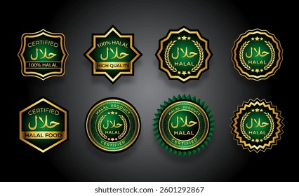 set of gold framed labels halal certified