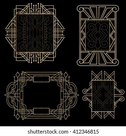 conjunto de marcos dorados sobre fondo negro en estilo art deco