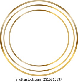 Set of Gold frames. Simple golden design. Oval, round, rectangle, square frames. Gold border, isolated on white background. Vector illustration