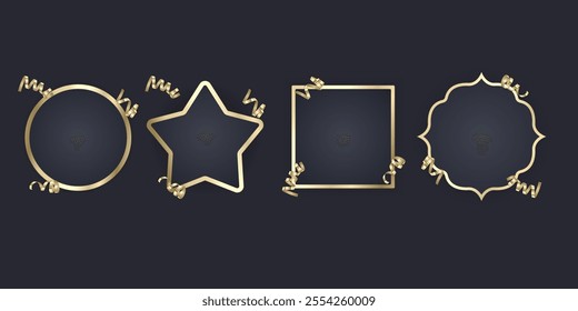 Set of gold frames for text or postcards Great design with gold frames shiny golden decoration 