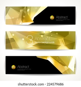 Set of gold geometric backgrounds for modern design 