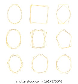 Set of Gold Geometric Luxury Frames. Vector Border Collection for Birthday, New Year, Christmas Card, wedding invitation, luxury templates, decorative patterns,