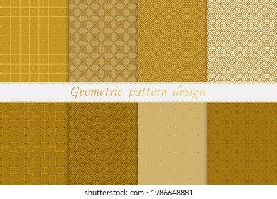 Set von geometrischen, nahtlosen Muster Design modern. Luxuriöser Hintergrund mit goldener Linie für,dekoriert,Teppich,Tapete,Kleidung,Umhüllung,Batik,Stoff