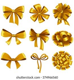 Set Gold Gift Bows Ribbons Vector Stock Vector (Royalty Free) 374966560