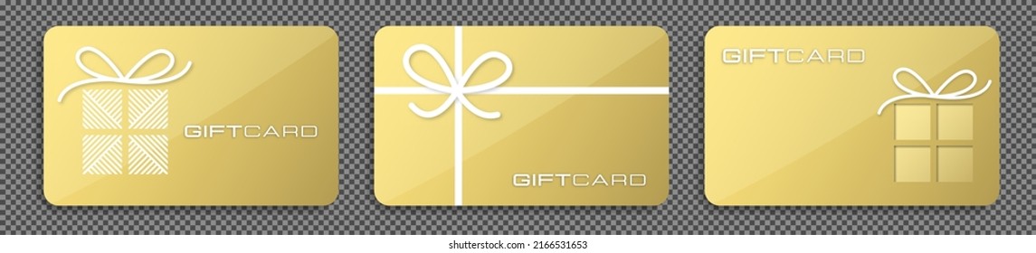 Set of gold gift card in vector format