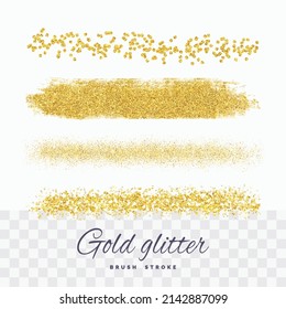 Set of gold glitter brush stroke