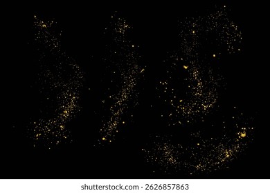 Set of gold glitter texture background designs