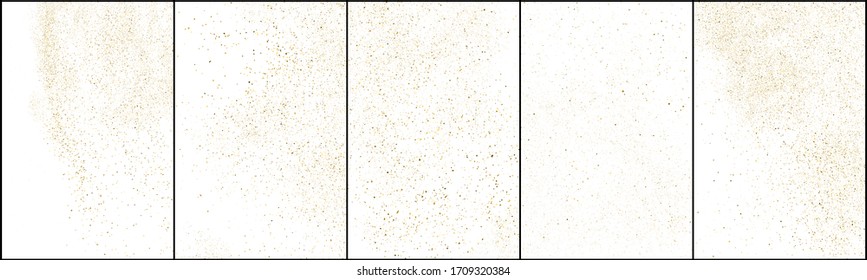 Set of Gold Glitter Texture Isolated on White Background. Golden stardust. Amber Particles Color. Sparkles Rain. Vector Illustration, Eps 10.