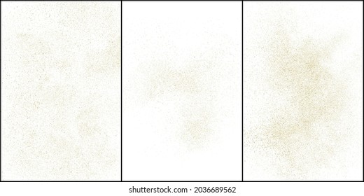 Set of Gold Glitter Texture Isolated on White Background. Golden stardust. Amber Particles Color. Sparkles Rain. Vector Illustration, Eps 10.