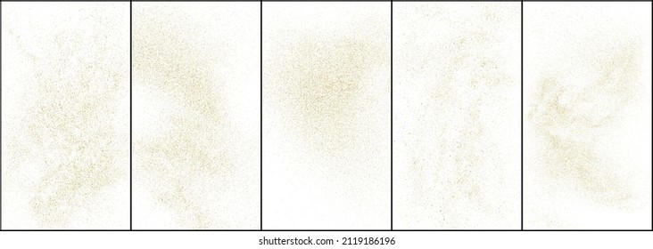 Set Of Gold Glitter Texture Isolated On White Background. Golden Stardust. Amber Particles Color. Sparkles Rain. Vector Illustration, Eps 10.