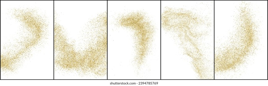 Set of Gold Glitter Texture Isolated On White. Abstract Stardust Background. Golden Explosion Of Confetti. Vector Illustration, Eps 10.