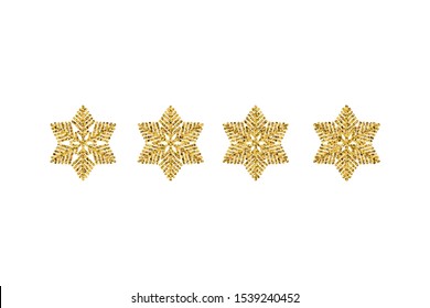 Set Gold glitter texture snowflake isolated on white background. Object for new year and merry christmas festival.poster,brochure.card. Vector illustration