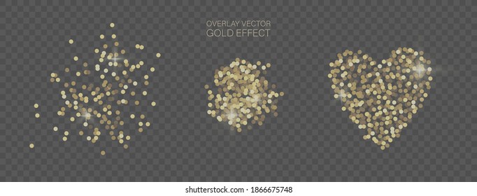 Set of gold glitter textures. Luxury Christmas light effect backgrounds for advertising banner, cover, design etc.