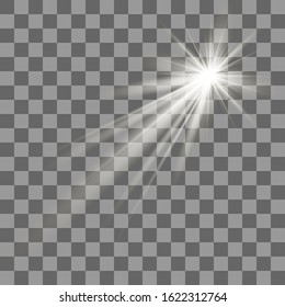 Set of gold glowing light effects isolated on transparent background. Glow light effect. Star exploded sparkles.