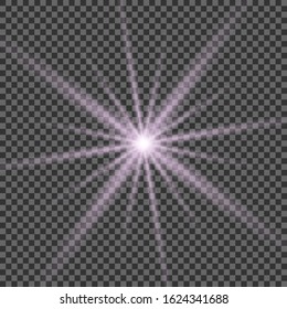 Set of gold glowing light effects isolated on transparent background. Glow light effect. Star exploded sparkles.