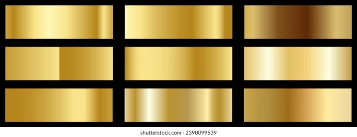 Set of gold gradient. Can use for luxury christmas cards, invitations, backgrounds, borders
