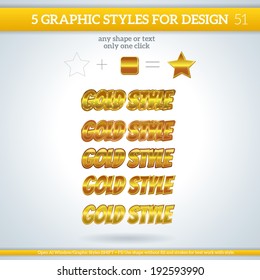 Set of Gold Graphic Styles for Design.