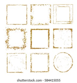 Set of  gold grunge frames. Vector illustration