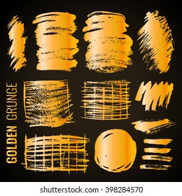 Set of gold grunge strokes brush. Hand-drawn vector illustration EPS10