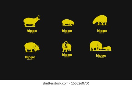 Set of gold hippo logo icon design vector illustration