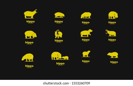 Set of gold hippo logo icon design vector illustration