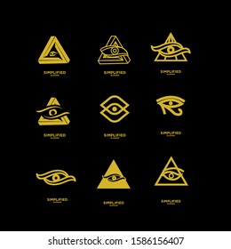 set of gold Horus one eye logo icon design vector illustration