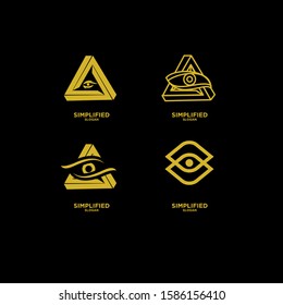 set of gold Horus one eye logo icon design vector illustration