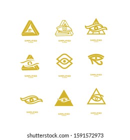 set of gold Horus one eye logo icon design vector illustration