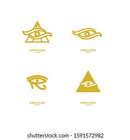 set of gold Horus one eye logo icon design vector illustration