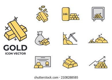 Set of Gold icon. Gold pack symbol template for graphic and web design collection logo vector illustration