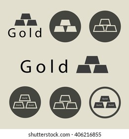 Set of gold icons.