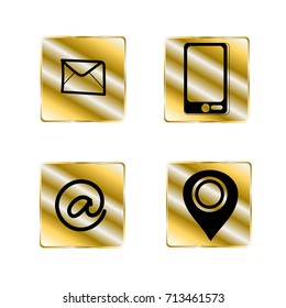 Set of gold icons communication, vector illustration.