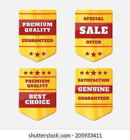 Set of gold icons. Vector medals, banners. Best Quality. Premium quality guaranteed. The Genuine Quality.
