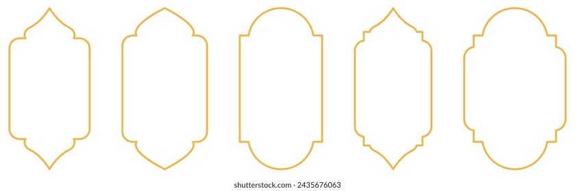 Set of gold Islamic door and window shapes. Vector illustration, EPS10
