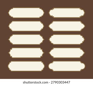 Set gold label, tab, sign, banner, frames decoration for cover book sticker or invitation card vector illustration