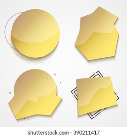 Set of gold labels for store sales . Stylish labels realistic action . Black Friday. Sticker sale. Quality mark with realistic shadows and reflections.
