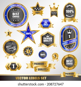 Set of gold labels. Vector illustration