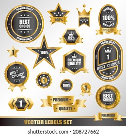 Set of gold labels. Vector illustration