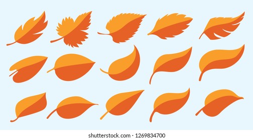 set of gold leaf standards eco autumn symbol icon logo leaf / leaves vector isolated