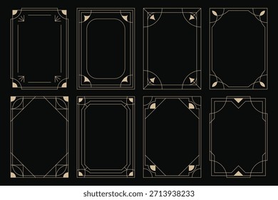 Conjunto de diseño de marco decorativo lineal dorado.