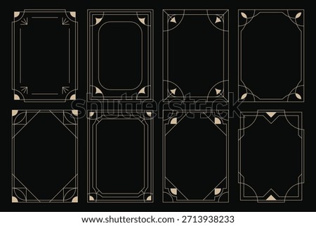 Set of gold linear decorative frame design.