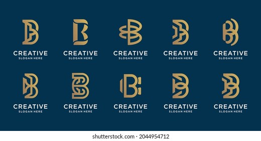 set of gold logo initial letter b design.icon for business of company, technology, digital, elegant.