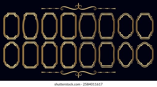  "Set of gold luxury Islamic window shapes, Islamic arch luxury window shapes. Golden Ramadan frames, Moroccan Arabic borders or doors. Arabic Muslim architecture design elements for Ramadan."