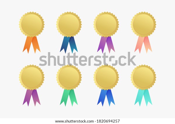 Set Gold Medal Different Colours Ribbons Stock Vector (Royalty Free ...