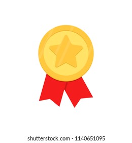 Set of gold medal vector icon illustration flat design
