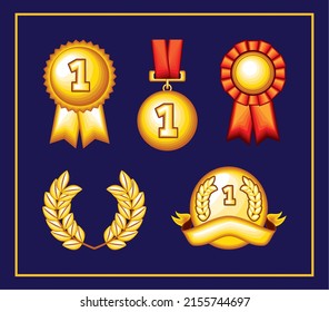 set gold medals award first place