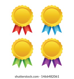 Set of Gold Medals With Double Ribbons