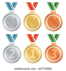 Set of gold medals, silver medals and bronze medals eps10